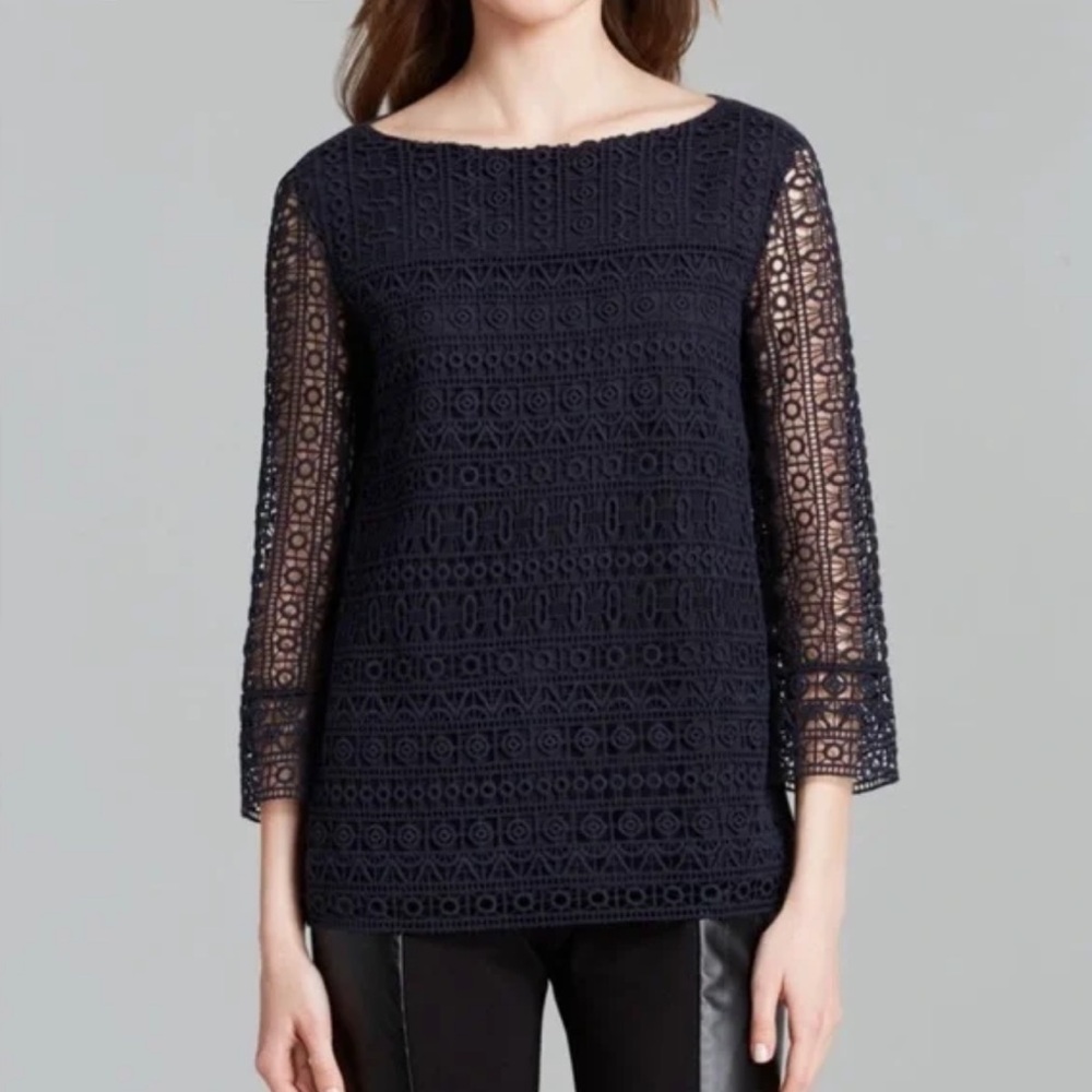 Elegant Navy Lace Women's Top
